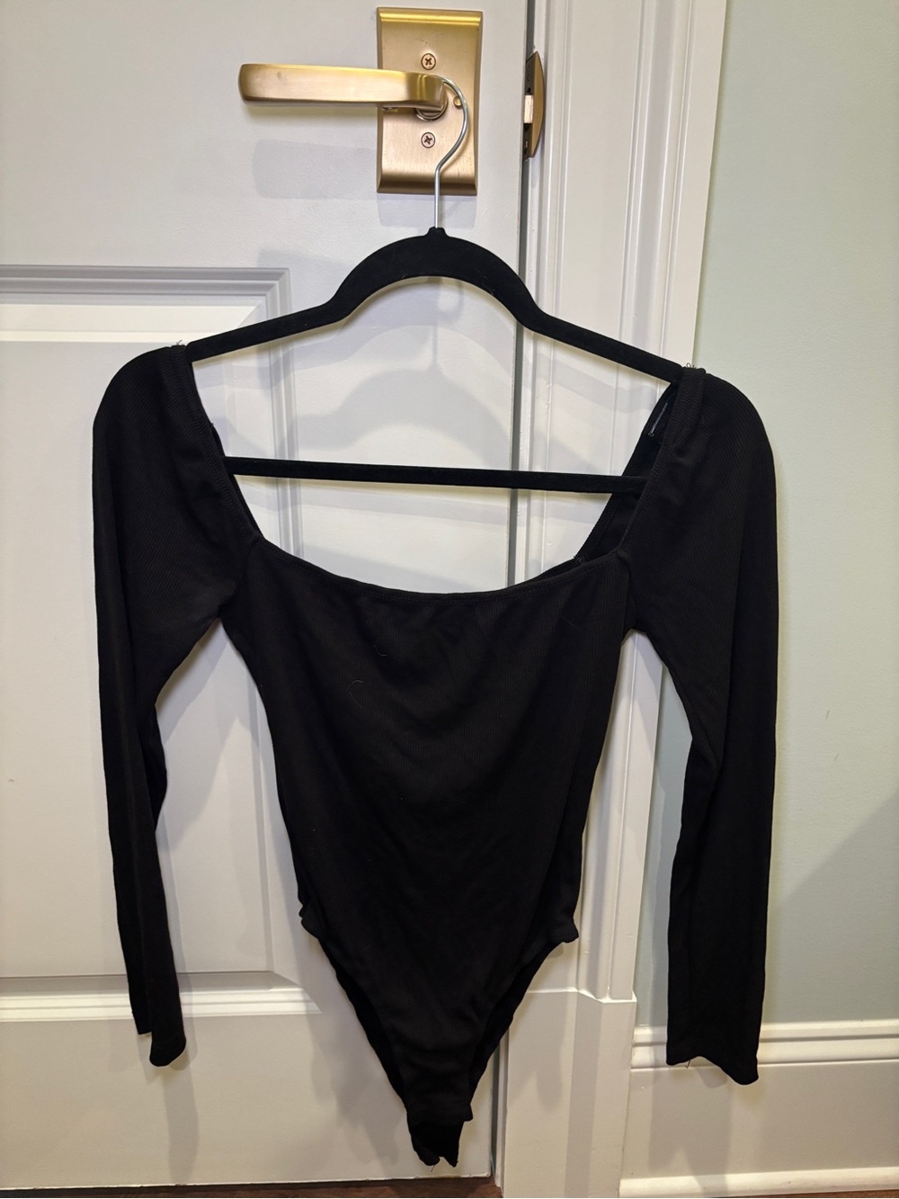 Princess Polly Black Long Sleeve Square Neck Bodysuit